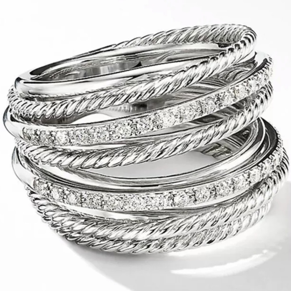 New Luxury Women’s 925 Silver Diamond Ring